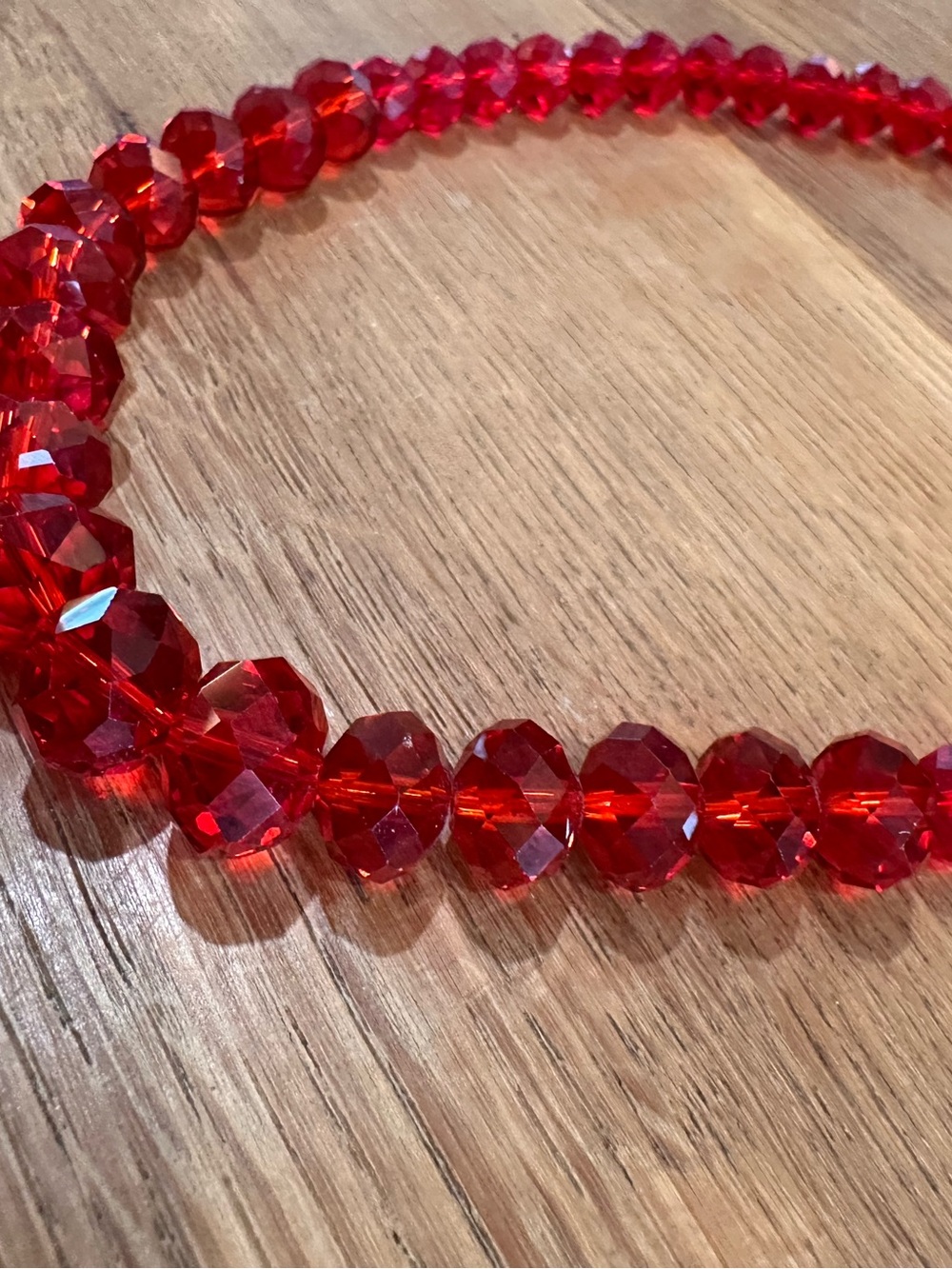 Faceted Red Crystal Bead Necklace - Elegant Sparkle